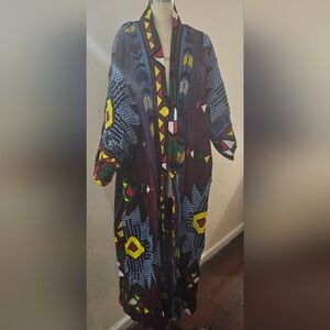 Colorful Geometric Patterned African Print Kimono